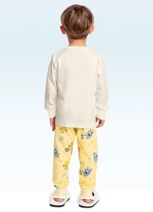Fakini Kids - Conjunto Pijama Camiseta e Calça Bege - FAKINI KIDS