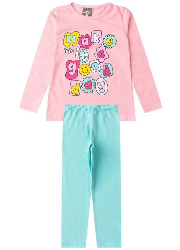 Rosa Azul - Conjunto Pijama Good Day Happy Iaia Rosa