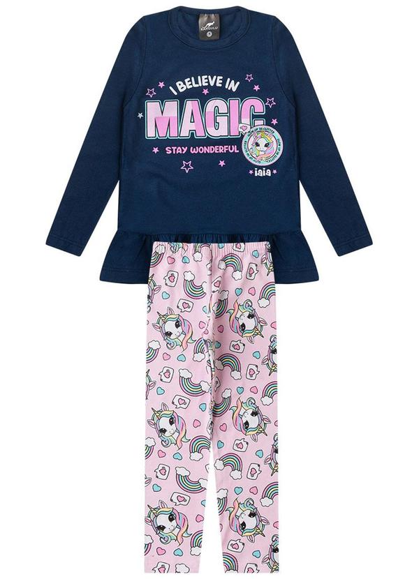 Rosa Azul - Conjunto Pijama Magic Happy Iaia Azul Marinho