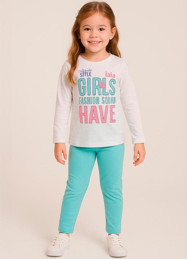 Rosa Azul - Conjunto Pijama Meia Estação Girls Iaia Branco