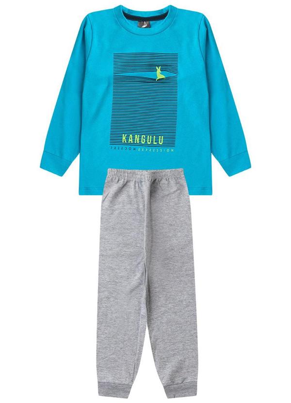 Rosa Azul - Conjunto Pijama Meia Estação Kangulu Azul