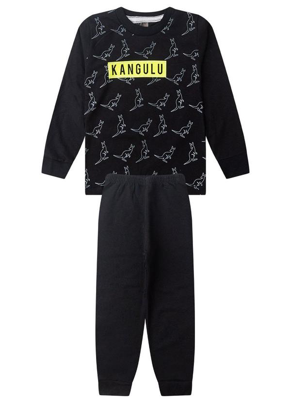 Rosa Azul - Conjunto Pijama Meia Estação Kangulu Preto