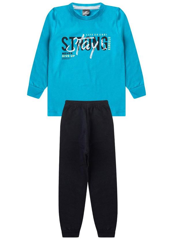 Rosa Azul - Conjunto Pijama Meia Estação Strong Kangulu Azul