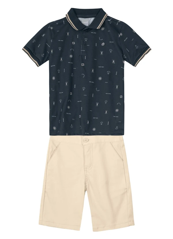 Brandili Mundi - Conjunto Polo Infantil Menino  Cinza