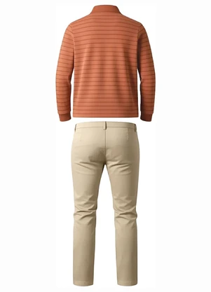 Carinhoso - Conjunto Polo Listrada Laranja - CARINHOSO