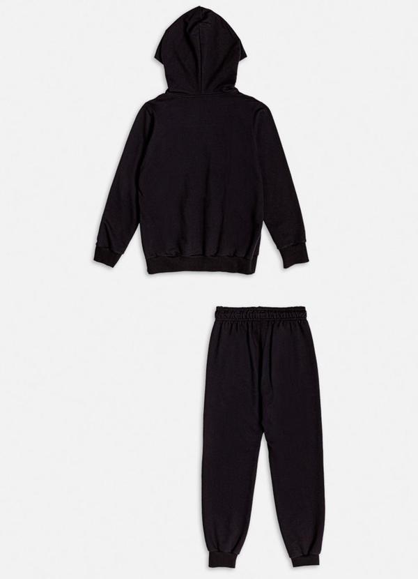 Youccie - Conjunto Preto em Moletom Estampado Preto 2