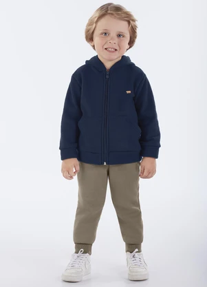 Pulla Bulla - Conjunto Primeiros Passos Malha Soft Marinho - PULLA BULLA