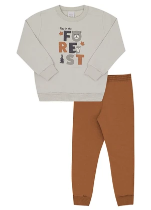 Pulla Bulla - Conjunto Primeiros Passos Menino Moletom Cinza - PULLA BULLA