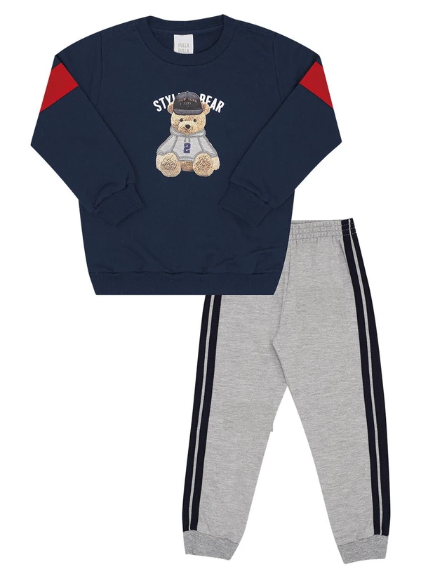 Pulla Bulla - Conjunto Primeiros Passos Menino Moletom Marinho