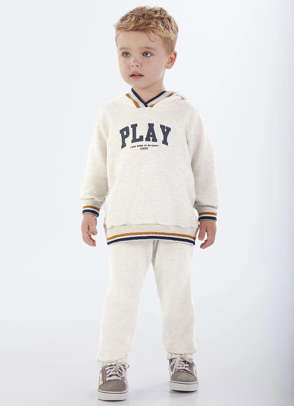 Pulla Bulla - Conjunto Primeiros Passos Menino Moletom Mescla