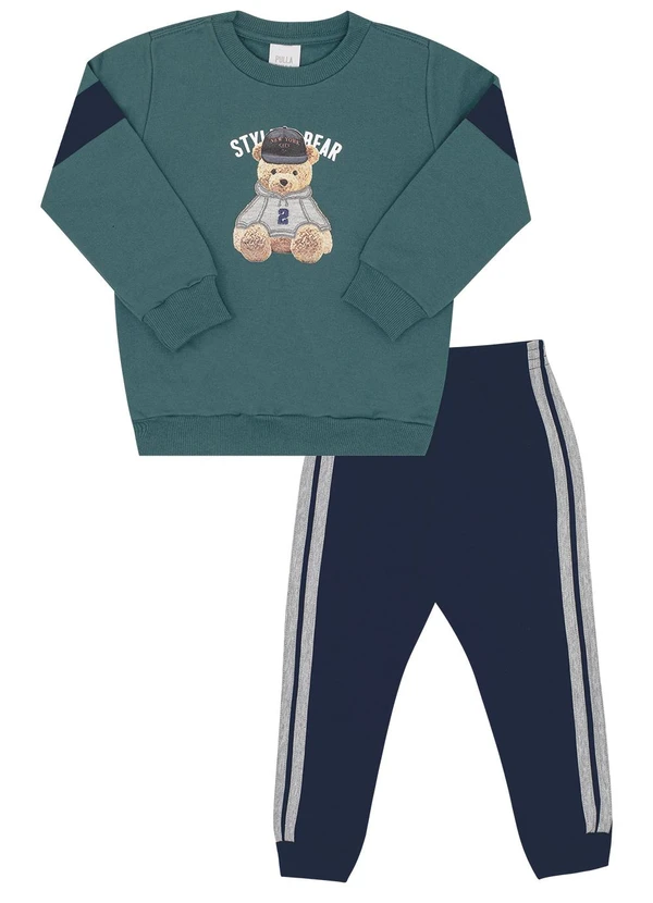 Pulla Bulla - Conjunto Primeiros Passos Menino Moletom Verde 2