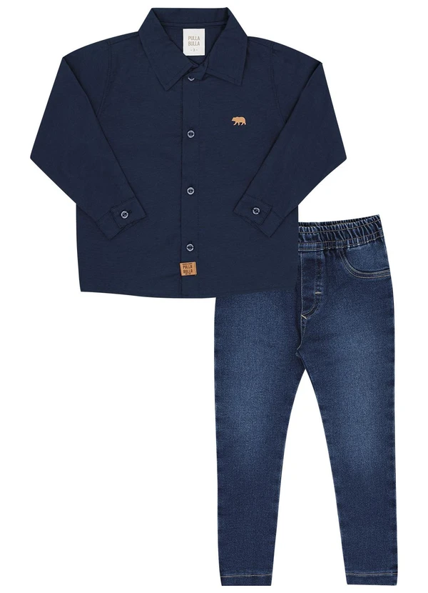 Pulla Bulla - Conjunto Primeiros Passos Tricoline Marinho