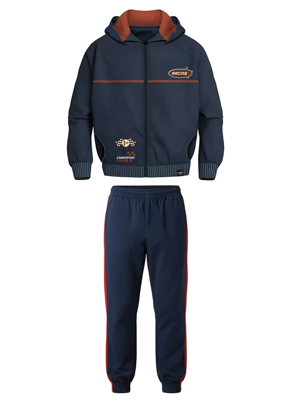 Malwee Kids - Conjunto Racing em Moletinho Azul Marinho