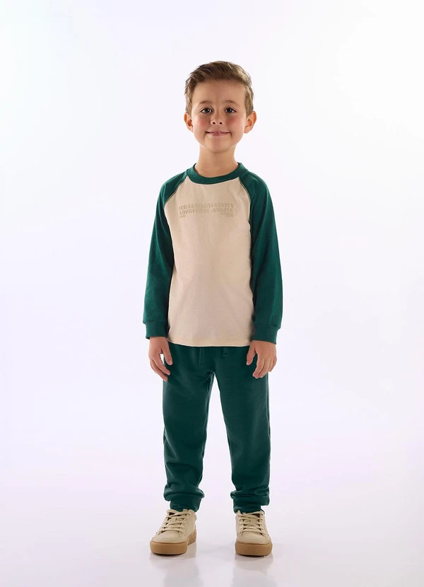 Up Baby - Conjunto Raglan Aventura Bege