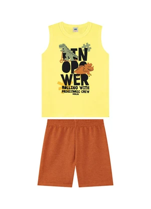 Marlan - Conjunto Regata e Bermuda em Moletinho Amarelo - MARLAN