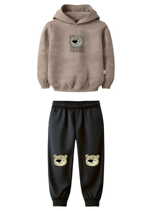 Malwee Kids - Conjunto Roar Ursinho em Pelúcia Taupe - MALWEE KIDS