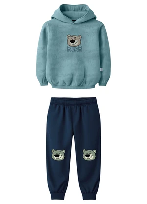 Malwee Kids - Conjunto Roar Ursinho em Pelúcia Verde Turquesa - MALWEE KIDS