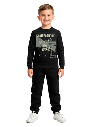 Malwee Kids - Conjunto Skateboarding em Moletom Preto - MALWEE KIDS