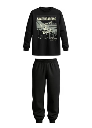 Malwee Kids - Conjunto Skateboarding em Moletom Preto - MALWEE KIDS