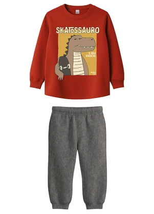 Malwee Kids - Conjunto Skatossauros em Moletom Terracota - MALWEE KIDS