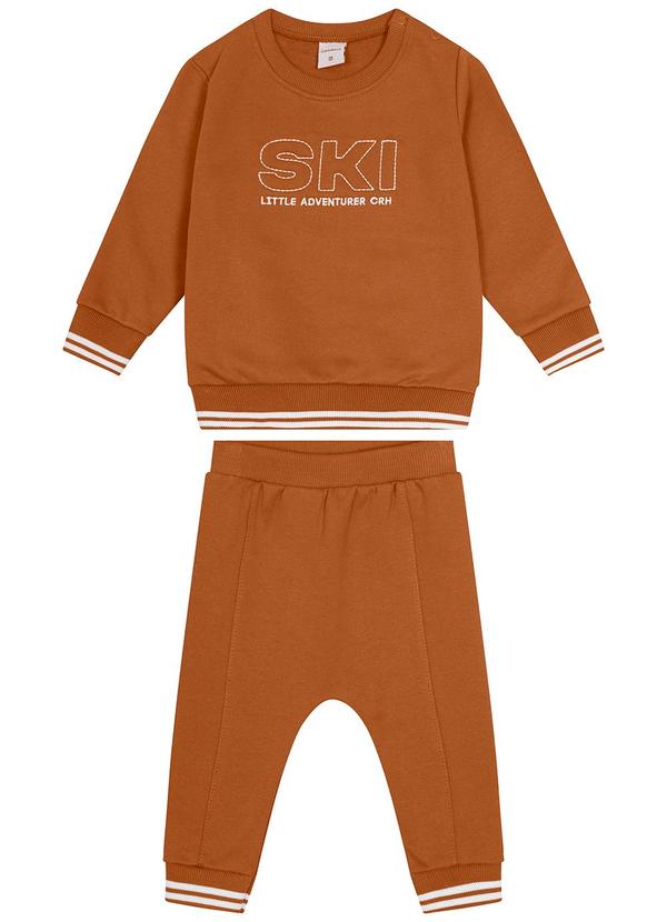 Carinhoso - Conjunto Ski em Moletom Menino Marrom