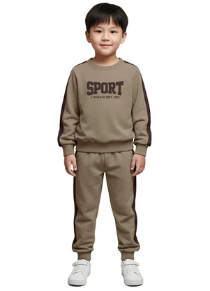 Carinhoso - Conjunto Sport Bordado em Moletom Bege - CARINHOSO