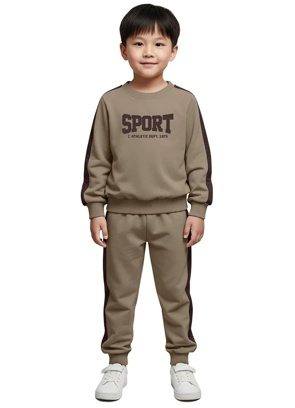 Carinhoso - Conjunto Sport Bordado em Moletom Bege