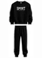 Carinhoso - Conjunto Sport Bordado em Moletom Bege - variação: Preto