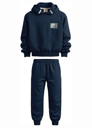 Carinhoso - Conjunto Sport em Moletom Azul Marinho - CARINHOSO