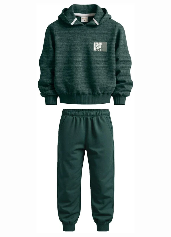 Carinhoso - Conjunto Sport em Moletom Verde Esmeralda