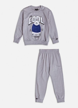 Youccie - Conjunto Stay Cool com Ursinho de Moletom Cinza - YOUCCIE