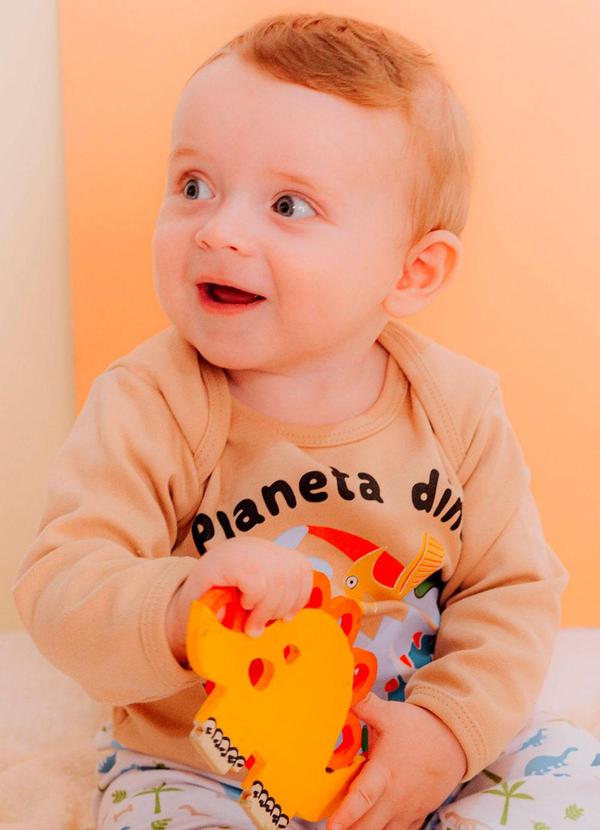 Stolf Baby Kids - Conjunto Suedine Longo Estampado Planeta Marrom 2