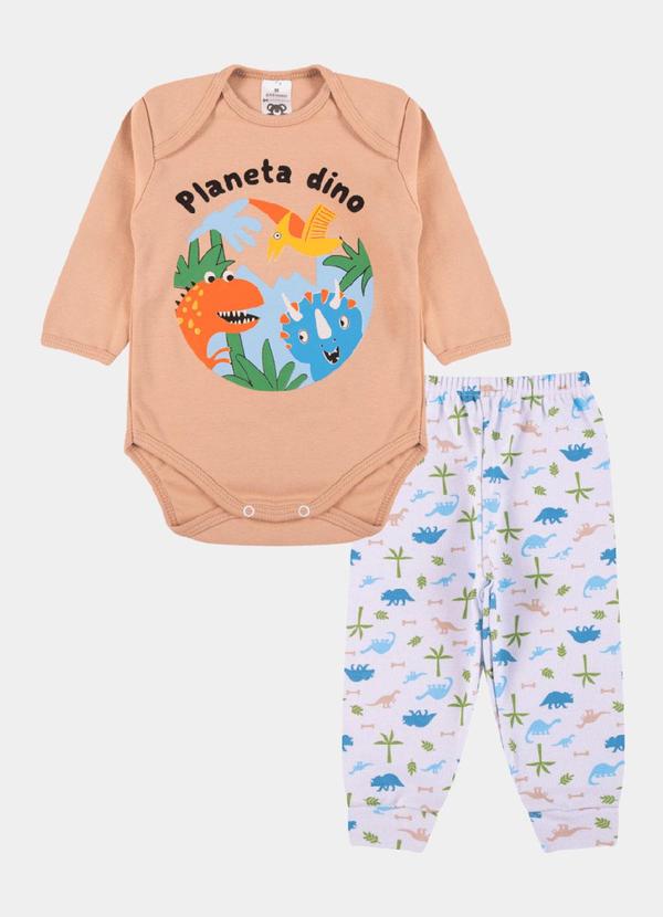 Stolf Baby Kids - Conjunto Suedine Longo Estampado Planeta Marrom 3