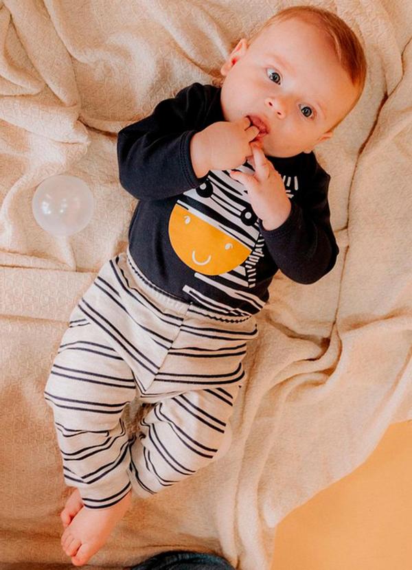 Stolf Baby Kids - Conjunto Suedine Longo Estampado Zebra Azul 1