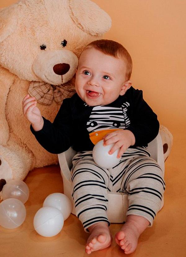 Stolf Baby Kids - Conjunto Suedine Longo Estampado Zebra Azul 2