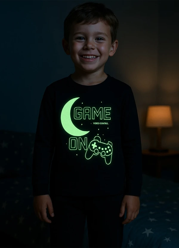 Vida Costeira - Conjunto Térmico Infantil Brilha no Escuro Preto 3