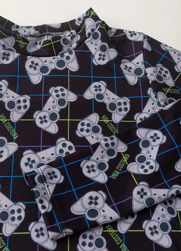 Vida Costeira - Conjunto Térmico Infantil Sublimado Preto 2