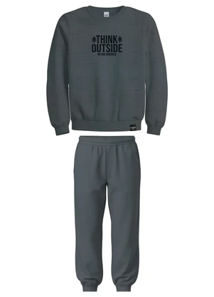 Malwee Kids - Conjunto Think Outside em Moletinho Cinza Escuro - MALWEE KIDS