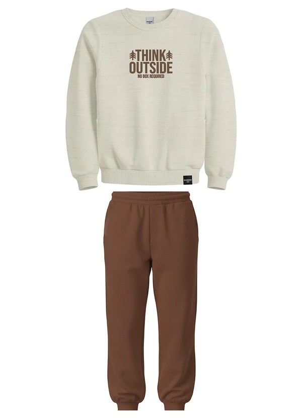 Malwee Kids - Conjunto Think Outside em Moletinho Creme