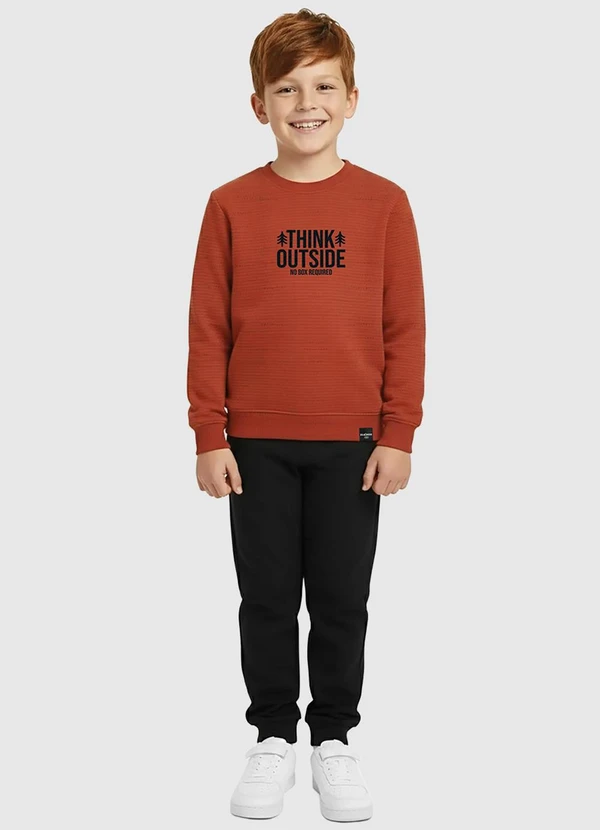Malwee Kids - Conjunto Think Outside em Moletinho Terracota