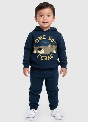 Malwee Kids - Conjunto Time dos Feras em Moletom Azul Marinho - MALWEE KIDS