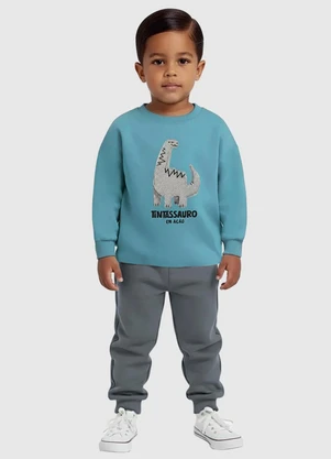 Malwee Kids - Conjunto Tintassauro em Moletinho Azul - MALWEE KIDS