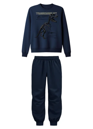 Malwee Kids - Conjunto Tyrannosaurus Rex em Moletom Azul - MALWEE KIDS