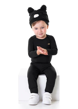 Marlan - Conjunto Unissex Body e Calça Térmica Baby Preto - MARLAN