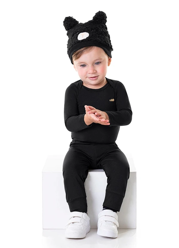 Marlan - Conjunto Unissex Body e Calça Térmica Baby Preto 1