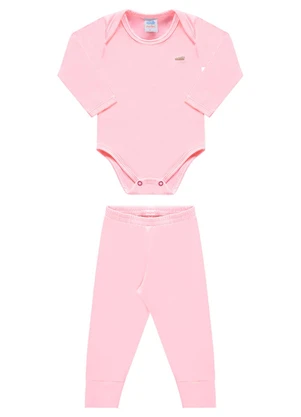 Marlan - Conjunto Unissex Body e Calça Térmica Baby Rosa - MARLAN