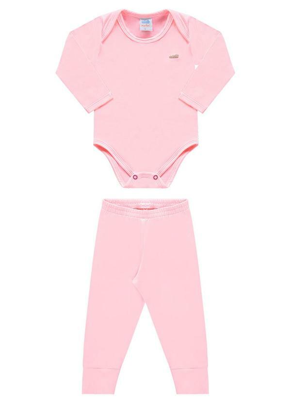 Marlan - Conjunto Unissex Body e Calça Térmica Baby Rosa