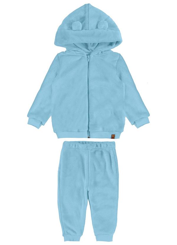 Carinhoso - Conjunto Unissex em Pelúcia com Aplique Azul