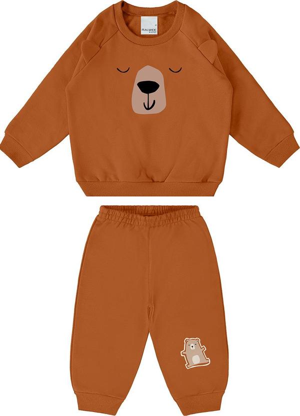 Malwee Kids - Conjunto Ursinho em Moletom Menino Marrom