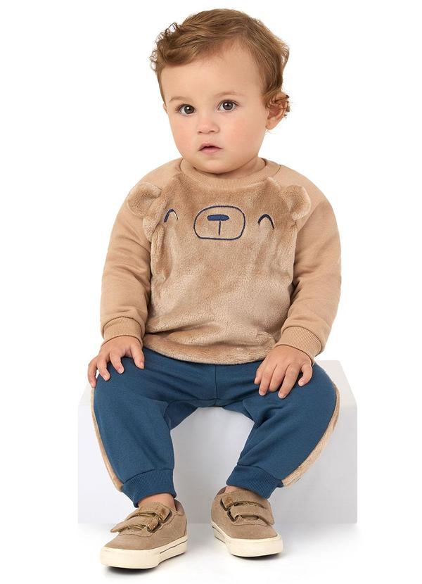 Malwee Kids - Conjunto Ursinho em Pelúcia Bege